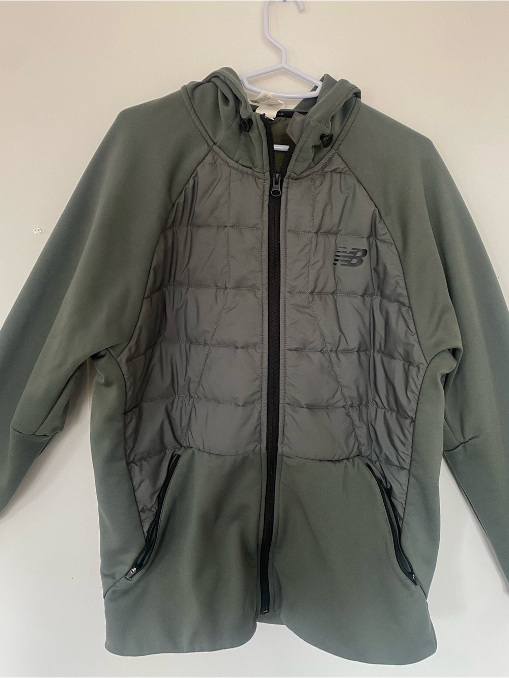 New Balance Kids Olive Hooded Quilted Puffer Jacket